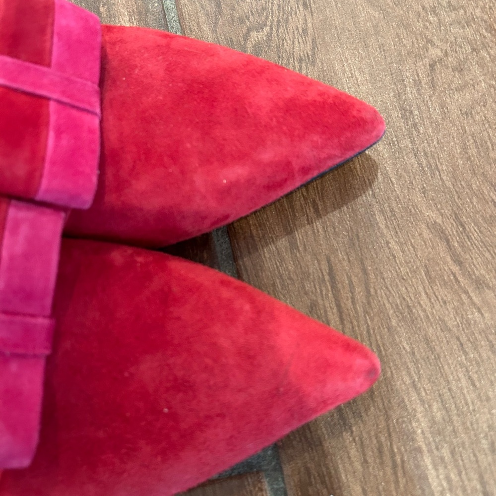 Vero Cucio size 40 leather suede red kitten heels - Picture 3 of 5